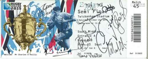 RUGBY WORLD CUP 2015, a semi-final ticket signed by the