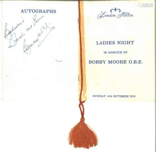 BOBBY MOORE, a signed Ladies Night programme in honour