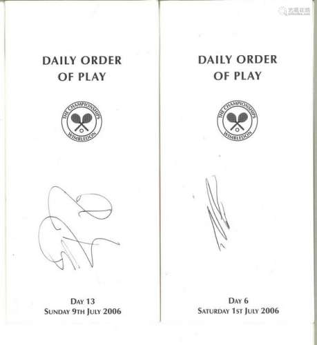 WIMBLEDON, two 2006 Centre Court Order of Play, signed.