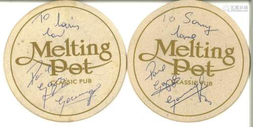 PAUL GASCOIGNE, two signed beer mats from the Melting
