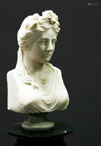 A GOOD ROMAN STYLE CARVED FEMALE BUST, 20TH CENTURY,