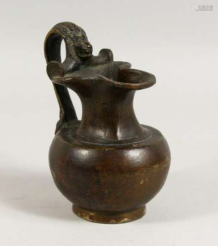 AN UNUSUAL ROMAN STYLE BRONZE JUG, POSSIBLY 19TH