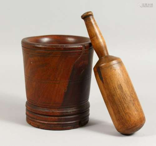 AN 18TH/19TH CENTURY LIGNUM VITAE MORTAR, with later