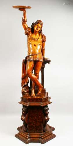 A VERY WELL CARVED 19TH CENTURY WOOD YOUNG CLASSICAL