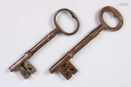 A BAG OF TWO OLD KEYS.