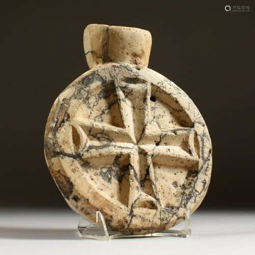 A BYZANTINE VEINED MARBLE MEDALLION, 6TH CENTURY.  9ins