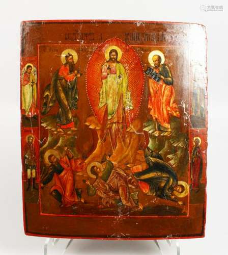 A GOOD EARLY RUSSIAN ICON, on wooden panel with ten