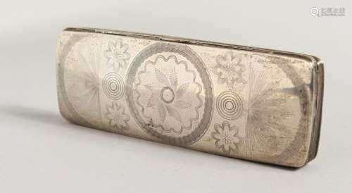 A DUTCH SILVER SPECTACLE CASE, containing an old pair