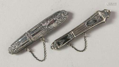 TWO SILVER NEEDLE/TOOTHPICK CSES.