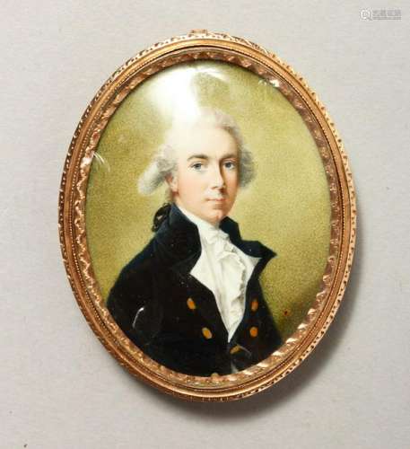 AN EARLY 18TH CENTURY MINIATURE of a young man in a