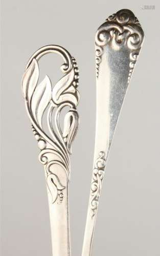 TWO LARGE CONTINENTAL SERVING SPOONS, with decorative