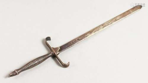 A LETTER OPENER, in the form of a sword, with engraved
