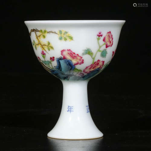 A Chinese Enamel Glazed Porcelain Stem-Cup