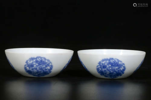 A Pair of Chinese Blue and White Porcelain Bowl