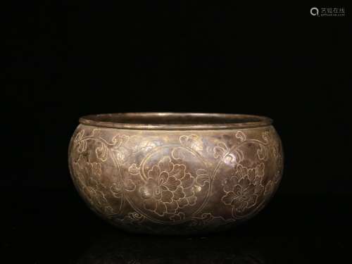 A Chinese Carved Silver Bowl