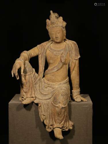 A Chinese Carved Nanmu Figure of Seated Buddha
