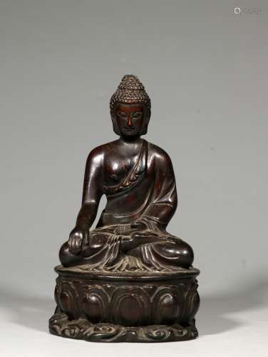 A Chinese Carved Zitan Figure of Seated Buddha
