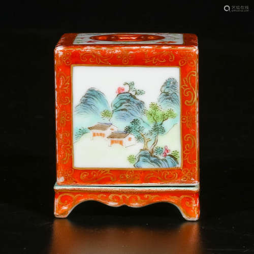 A Chinese Famille-Rose Porcelain Square Incense Burner