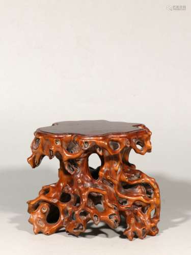 A Chinese Carved Boxwood Stand