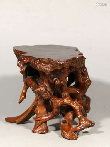 A Chinese Carved Hardwood Stand
