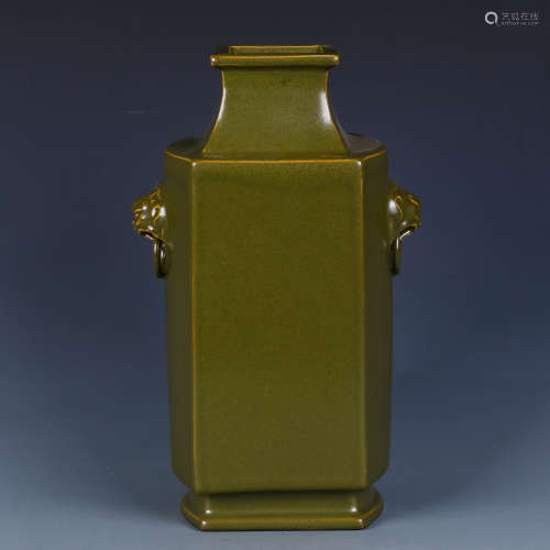A Chinese Tea-Dust Glazed Porcelain Square Vase