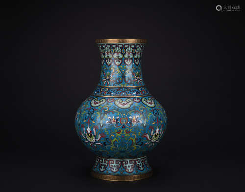 Qing dynasty enamel wire inlay vase with interlocking lotus pattern