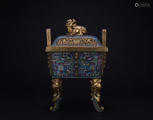 Qing dynasty enamel wire inlay incense burner