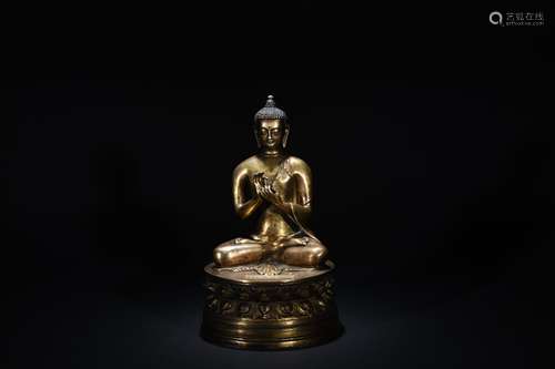 Qing dynasty gilded bronze Buddha Shakjamuni