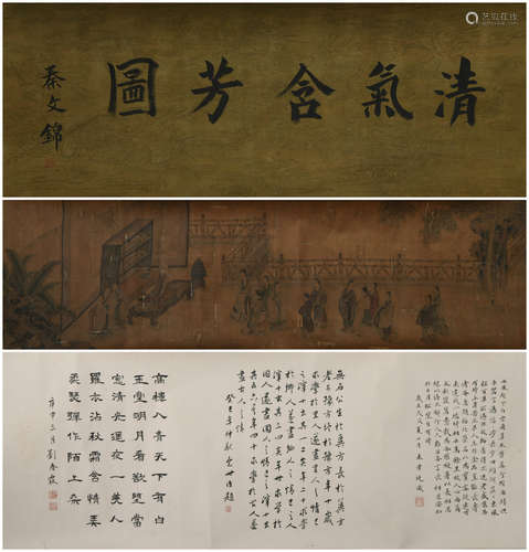 Ming dynasty Chou ying's calligraphy painting scroll