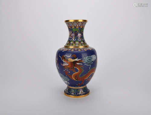 Enamel vase with colorful Dragon-Phoenix pattern