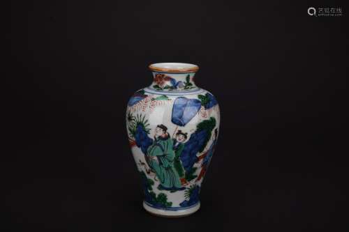 Qing dynasty kangxi period colorful figure vase