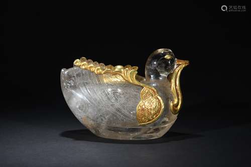 Qing dynasty crystal gilded duck water pot