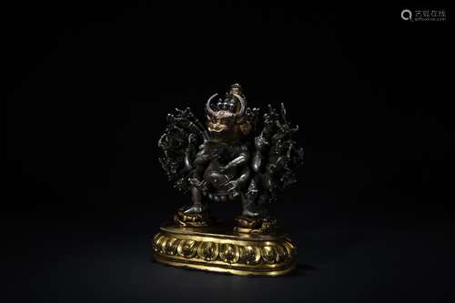 Qing dynasty silver Yamāntaka buddha statue