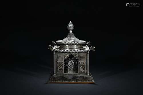 Qing dynasty sterling silver pagoda