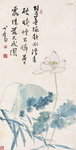 溥儒（1896～1963） 碧盖涵秋水 立轴 设色纸本