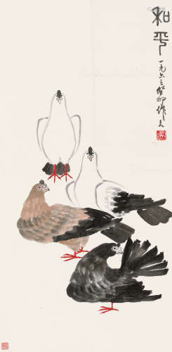 吴作人（1908～1997） 癸卯（1963年）作 和平鸽 镜心 设色纸本