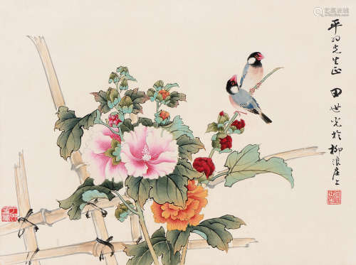 田世光（1916～1999） 花鸟 镜心 设色纸本