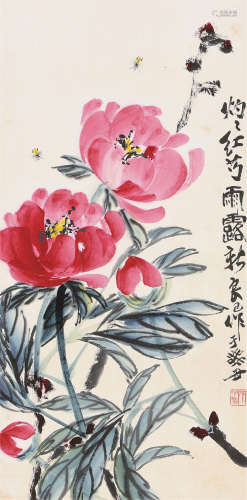 齐良已（1923～1988） 癸丑（1973年）作 花卉 立轴 设色纸本