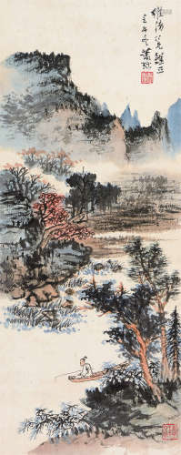 萧愻（1883～1944） 壬午（1942年）作 山水 立轴 设色纸本