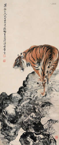 张善孖（1882～1940） 壬申（1932年）作 虎 立轴 设色纸本