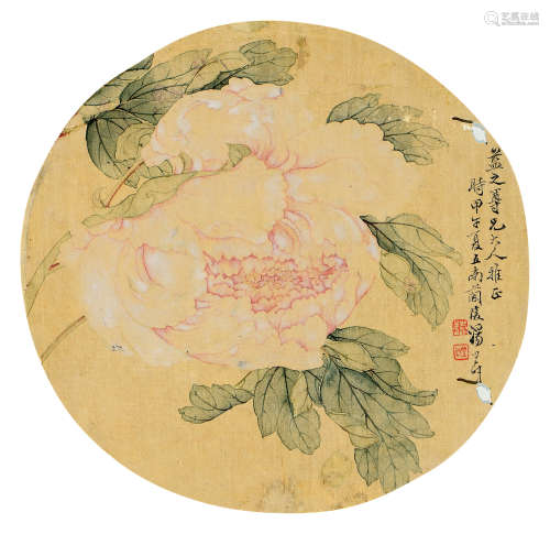 汤世澍（1831～1902） 甲午（1894年）作 花卉 立轴 设色绢本