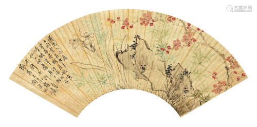 陶绍源（1814～1865）等 乙巳（1845年）作 花卉 立轴 设色金笺