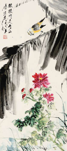 唐云（1910～1993） 戊午（1978年）作 花鸟 立轴 设色纸本
