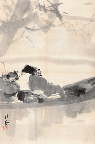 傅小石（b.1932） 东坡游湖 立轴 水墨纸本