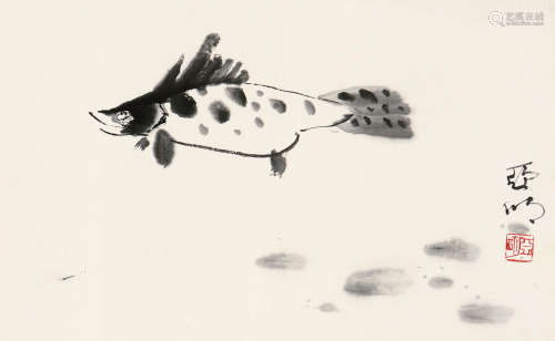 亚明（1924～2002） 鳜鱼 立轴 水墨纸本