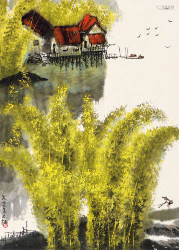 贾又福（b.1942） 丁巳（1977年）作 山水 镜心 设色纸本