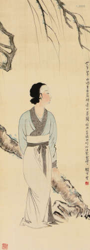赵望云（1906～1977） 壬午（1942年）作 柳阴仕女 立轴 设色绢本