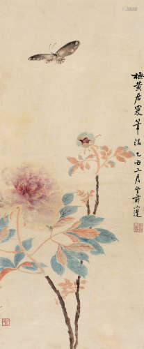 张槃（1812～？） 乙丑（1865年）作 富贵图 立轴 设色纸本