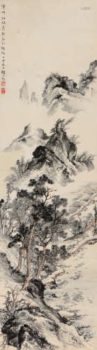 顾坤伯（1905～1970） 丁亥（1947年）作 山水 立轴 设色纸本