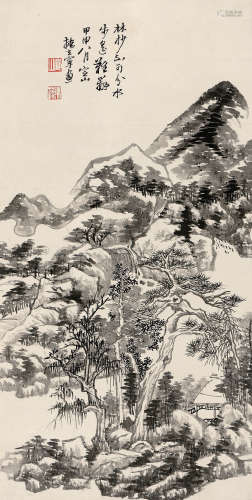 陈定山（1896～1989） 甲申（1944年）作 山水 立轴 水墨纸本